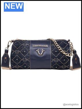 Barrel Bag with Chain Handle and Crossbody Strap, Gold Hardware